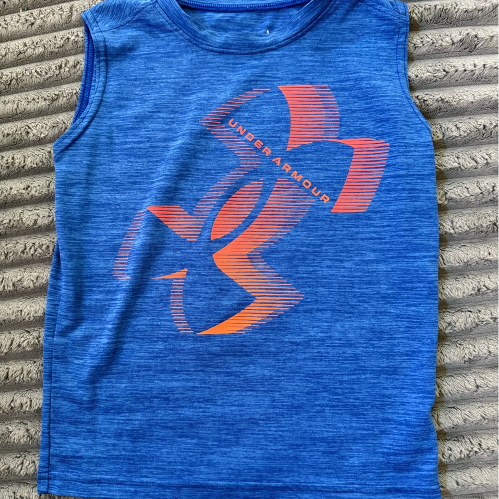 Under Armour Heathered Blue Tank with Orange Logo